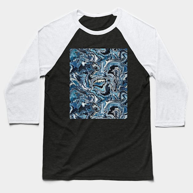 Blue swirl watercolor Baseball T-Shirt by designerMetin